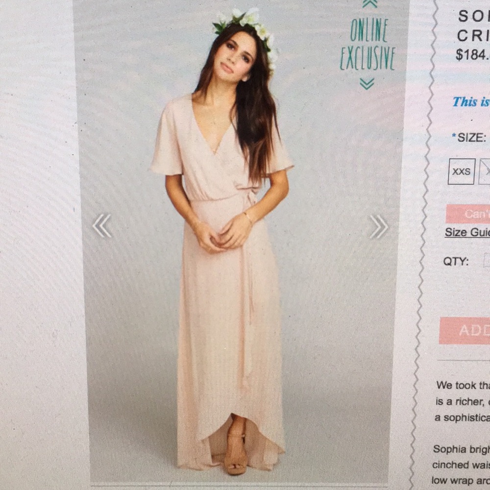 Sophia wrap dress dusty blush crisp